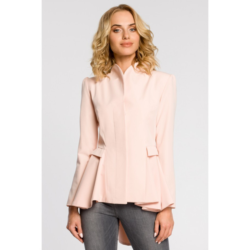 M165 Asymetryczny taliowany żakiet - pudrowy