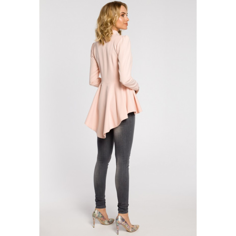 M165 Asymetryczny taliowany żakiet - pudrowy