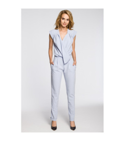 M196 Kopertowy kombinezon ze zwężanymi nogawkami - błękitny