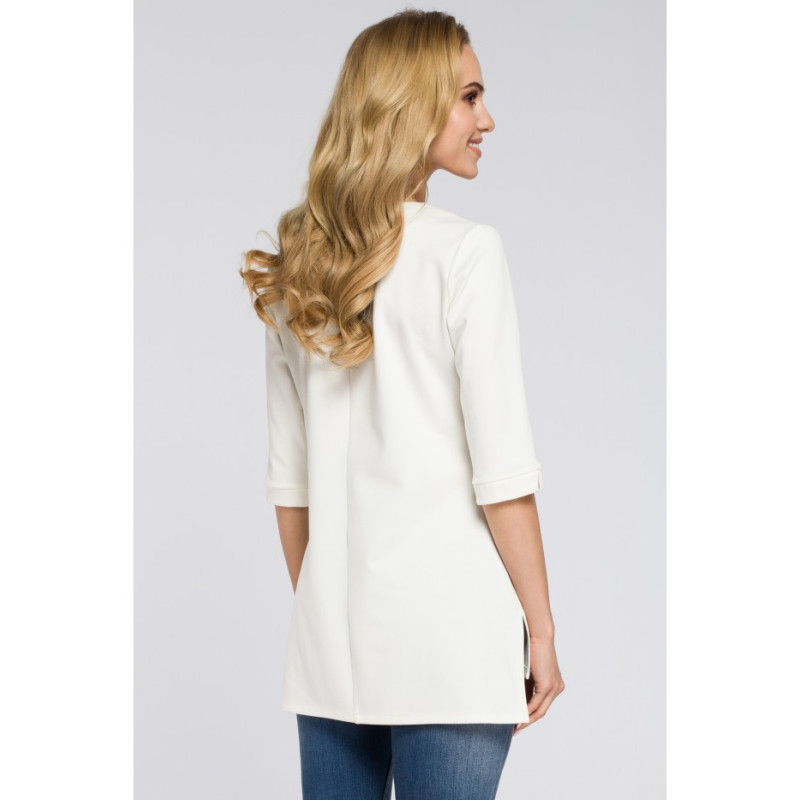 M278 Asymetryczna tunika z zamkiem - ecru