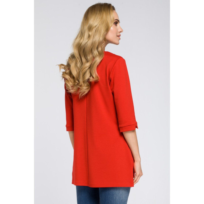 M278 Asymetryczna tunika z zamkiem - czerwona