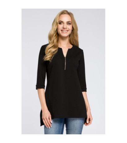 M278 Asymetryczna tunika z zamkiem - czarna