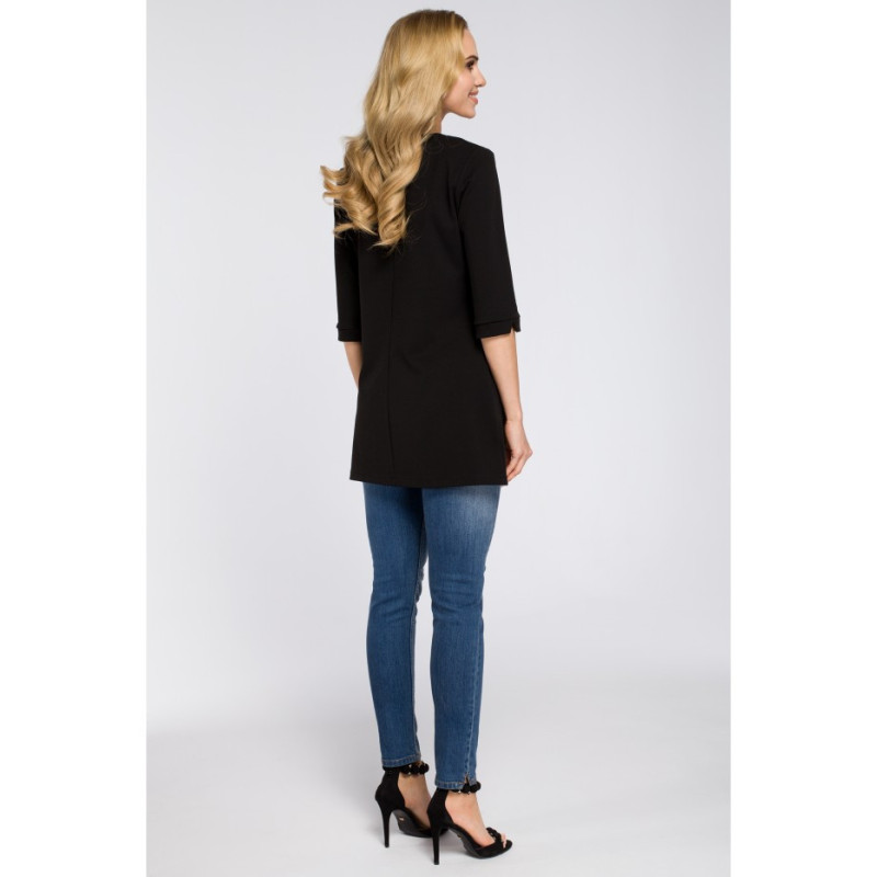 M278 Asymetryczna tunika z zamkiem - czarna