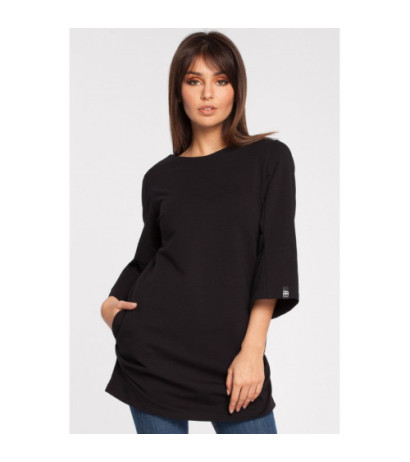 B015 Gładka elegancka tunika - czarna