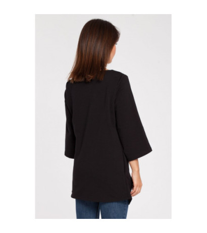 B015 Gładka elegancka tunika - czarna