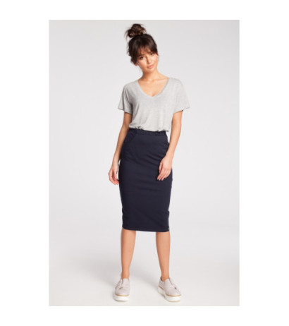 B019 Dresowa spódniczka ołówkowa - granatowa