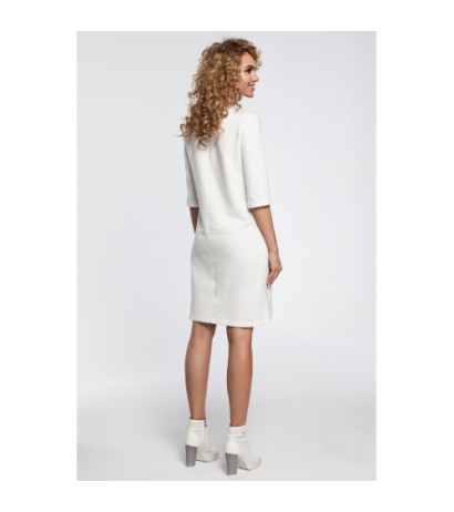 M292 Dopasowana sukienka z zakładką u dołu - ecru
