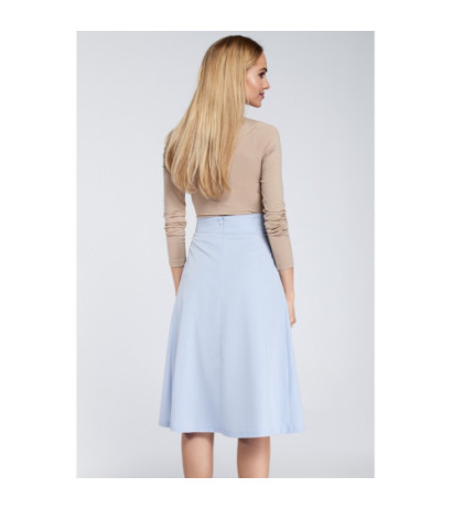 M302 Spódnica midi z zakładkami i kieszeniami - błękitna