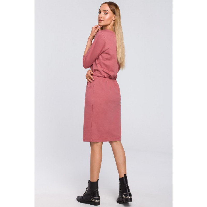 M476 Dresowa sukienka z zamkiem - róż indyjski