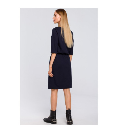 M476 Dresowa sukienka z zamkiem - granatowa