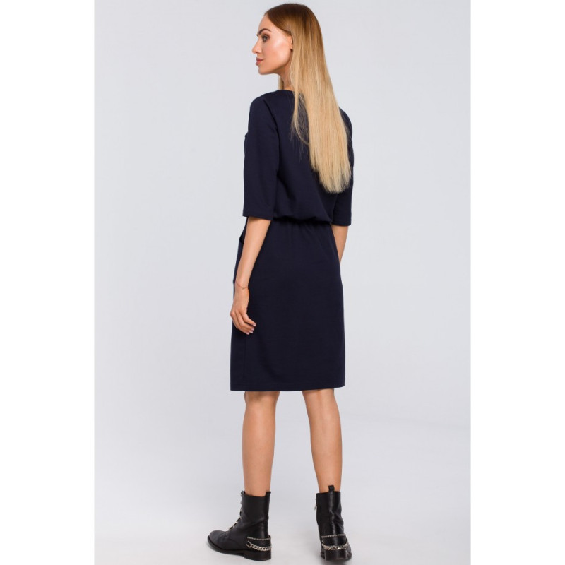 M476 Dresowa sukienka z zamkiem - granatowa