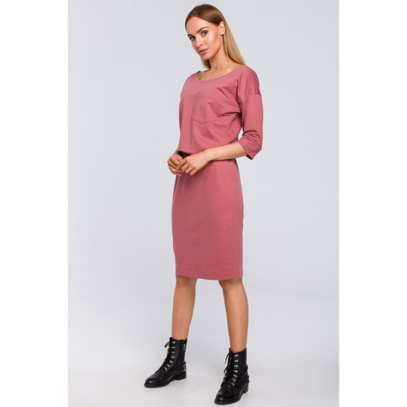 M478 Sukienka z kieszenią - róż indyjski