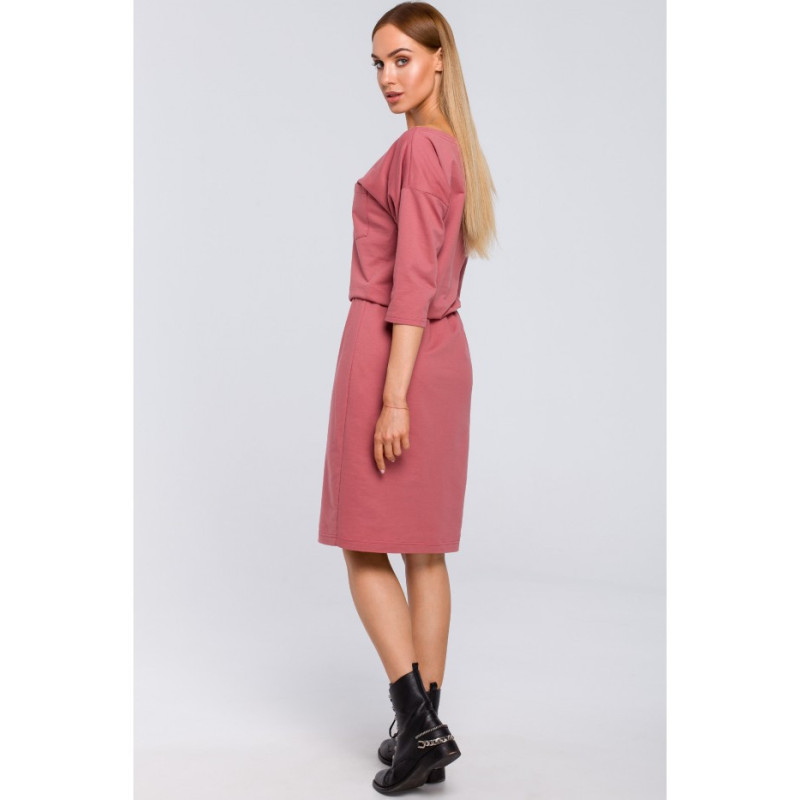 M478 Sukienka z kieszenią - róż indyjski