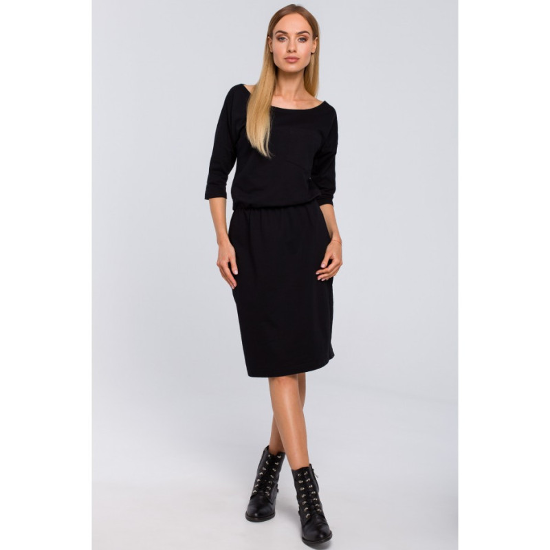 M478 Sukienka z kieszenią - czarna