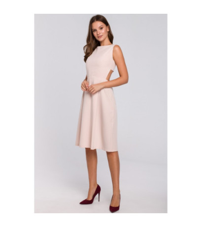 K011 Sukienka z odkrytymi plecami - beżowa