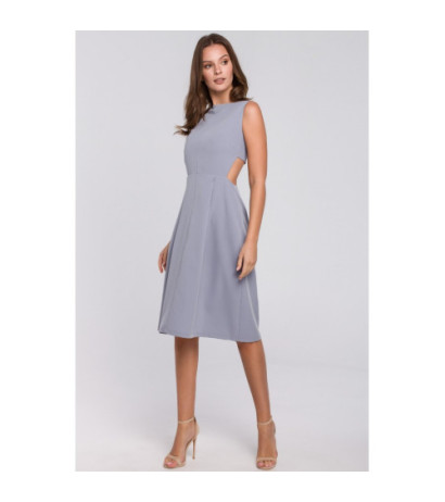 K011 Sukienka z odkrytymi plecami - kolor gołębi