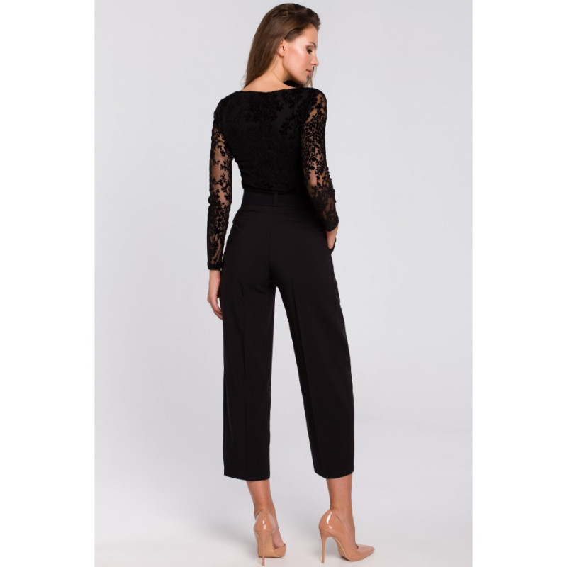 K018 Spodnie z kokardą - czarne