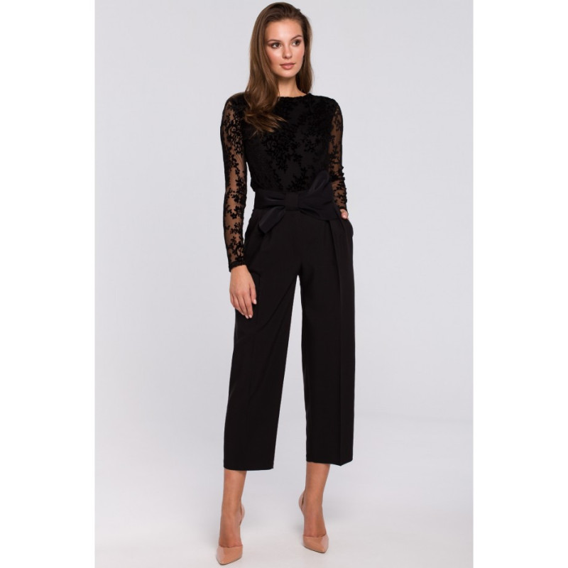 K018 Spodnie z kokardą - czarne