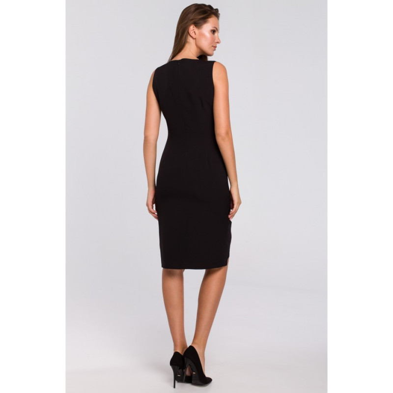 K019 Sukienka z koronką u dołu - czarna