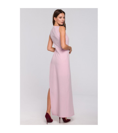 K026 Długa asymetryczna sukienka - liliowa