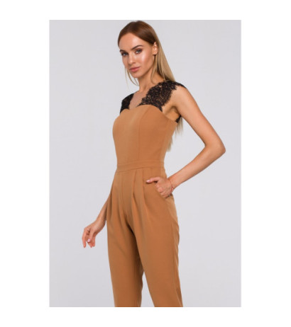 M484 Kombinezon z koronką - cynamonowy