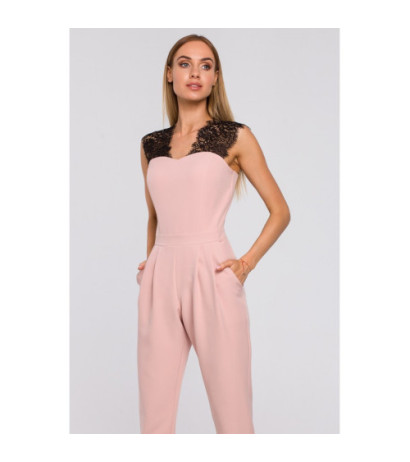 M484 Kombinezon z koronką - pudrowy