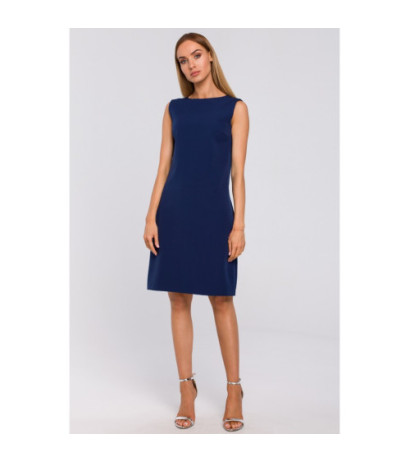 M490 Sukienka z głębokim dekoltem V na plecach - granatowa