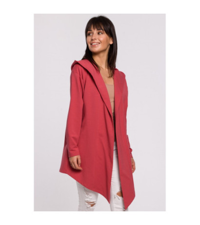 B137 Blezer z kapturem i bez zapięcia - koralowy