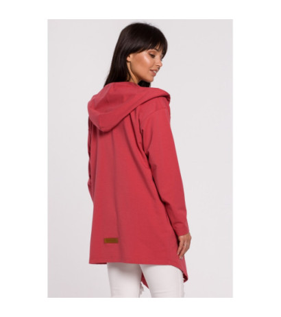 B137 Blezer z kapturem i bez zapięcia - koralowy