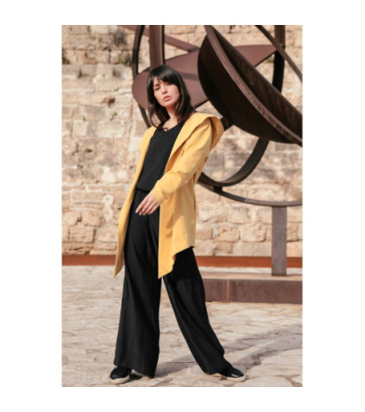 B137 Blezer z kapturem i bez zapięcia - żółty