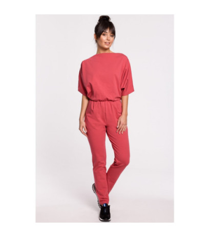 B138 Kombinezon z tyłem na zakładkę - koralowy