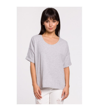 B147 T-shirt oversize z okrągłym dekoltem - szary