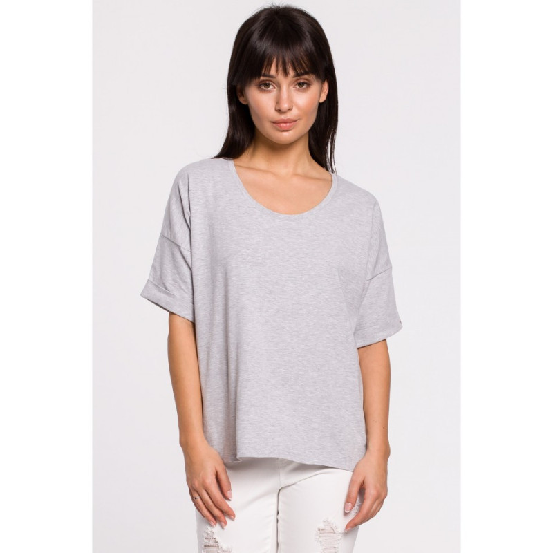 B147 T-shirt oversize z okrągłym dekoltem - szary