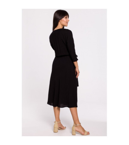 B149 Sukienka midi z paskiem - czarna