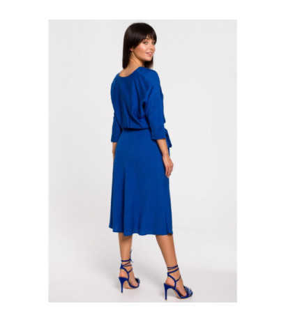 B149 Sukienka midi z paskiem - chabrowa