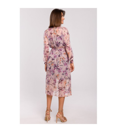 S213 Szyfonowa sukienka midi z długimi rękawami - model 2