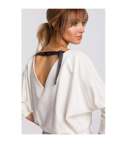 M495 Sukienka mini z lampasem do regulacji tyłu - ecru