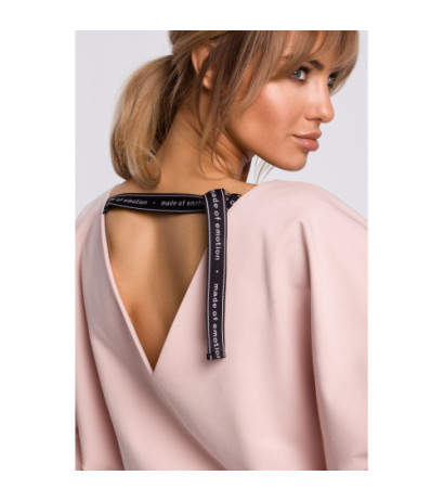 M495 Sukienka mini z lampasem do regulacji tyłu - cukierkowo-różowa