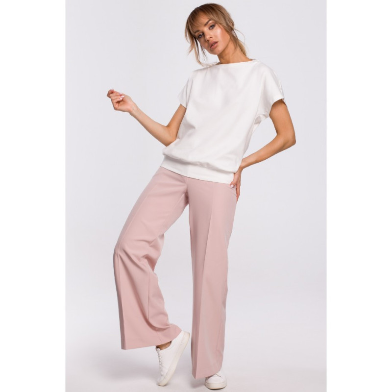 M498 Bluzka z krótkimi rękawami i zakładką z tyłu - ecru