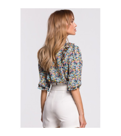 M504 Bluzka z falbankami w kwiatuszki - model 2