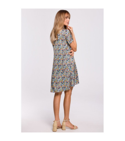 M505 Zwiewna sukienka w kwiaty z falbanką - model 2