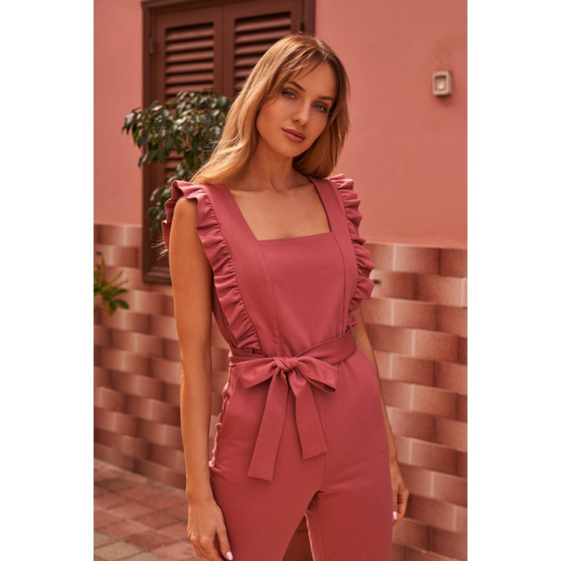 M507 Kombinezon z falbankami - róż indyjski