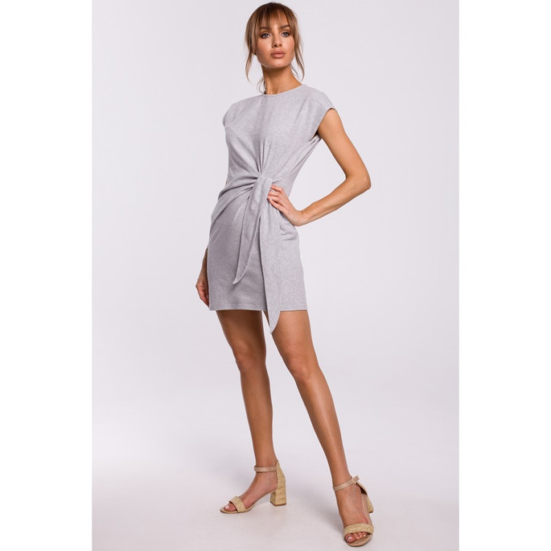 M508 Sukienka z supłem na boku - szara