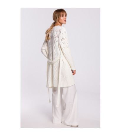 M512 Ażurowy kardigan z paskiem - ecru