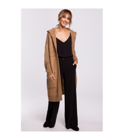 M513 Kardigan ażurowy z kapturem - beżowy