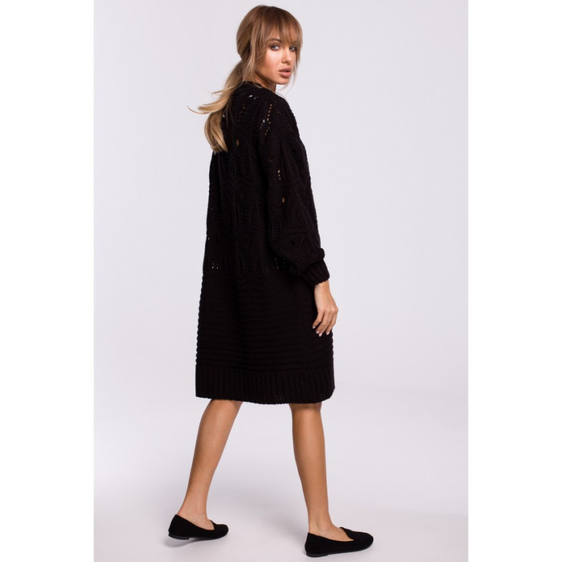 M514 Kardigan ażurowy bez zapięcia - czarny