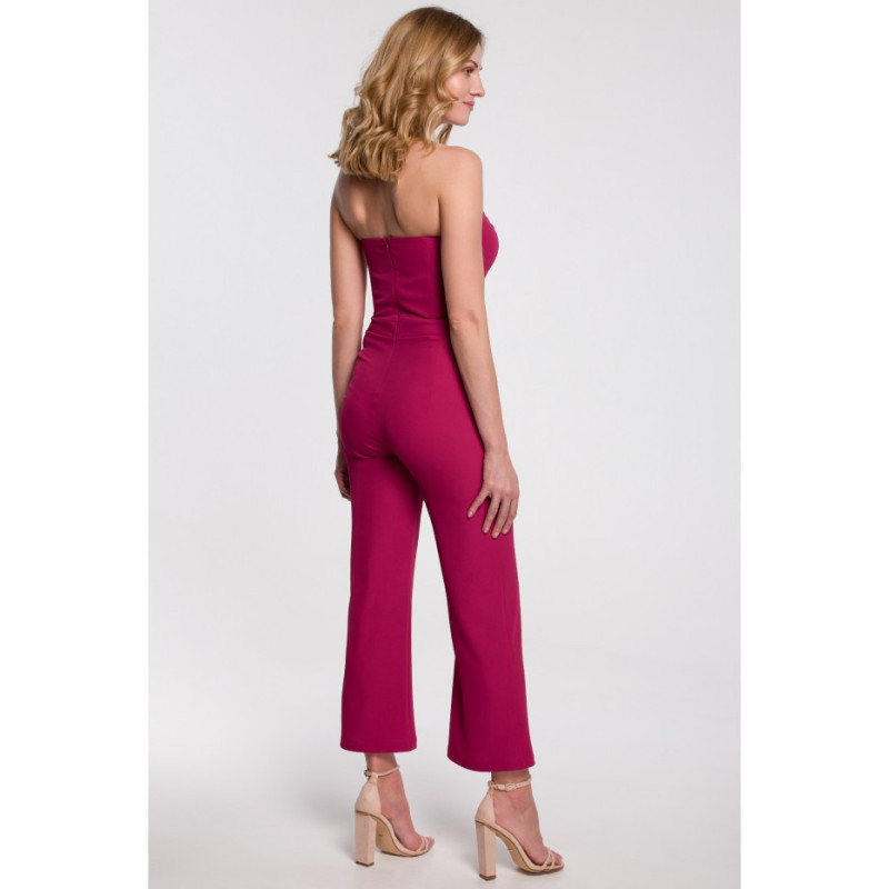 K045 Kombinezon z odkrytymi ramionami - śliwkowy