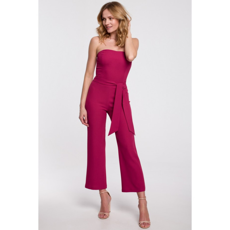 K045 Kombinezon z odkrytymi ramionami - śliwkowy