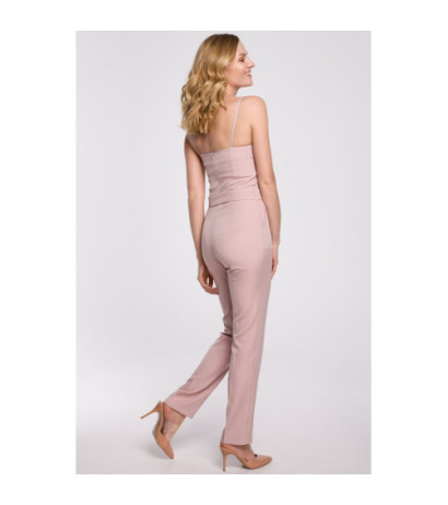 K051 Dopasowany kombinezon na ramiączkach - brudny róż