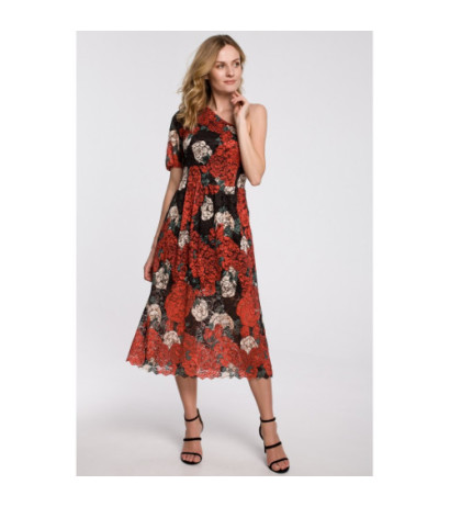 K062 Asymetryczna sukienka na jedno ramię - model 1